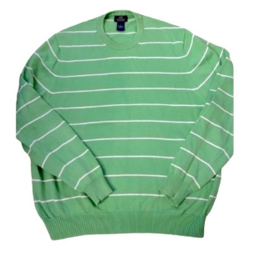 Brooks Brothers 346 lime green and white striped pullover sweater size L